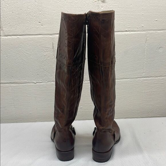 Free Bird by Steven Wrang Vintage Look Brown Leather Knee-High Boots Size 10 - Picture 7 of 11